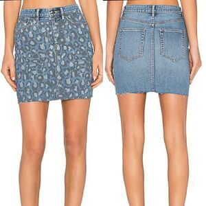 Marc by Marc Jacobs Blue Painted Leopard Denim Skirt